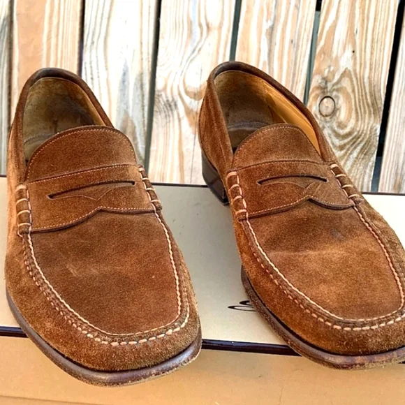 Santoni | Shoes | Santoni Suede Moccasins Penny Loafers Mens  display picture 3